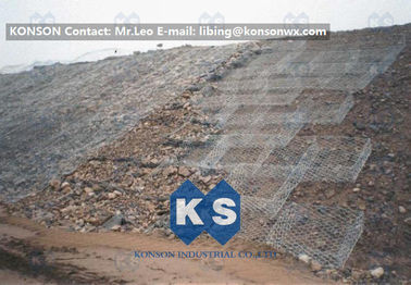 Hot Dipped Galvanized Wire Gabion Boxes , Custom Gabion Wire Mesh Roll