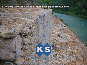 Monolithic Galvanized Iron Wire Hexagonal Welded Mesh Gabions Retaining Wall